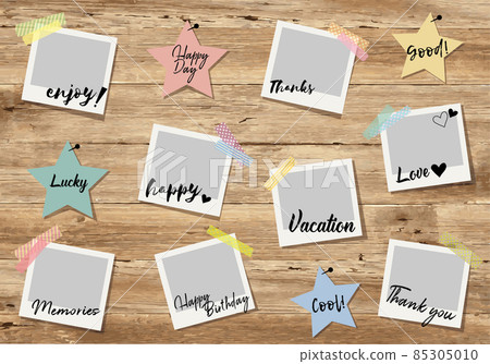 Photo collage with wood grain background (album) 85305010