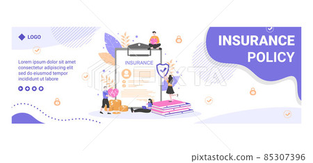 Insurance Policy Cover Template Flat Design... - Stock Illustration ...