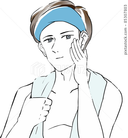 Men who care about their skin after taking a bath Men who care about their skin after taking a bath 85307803