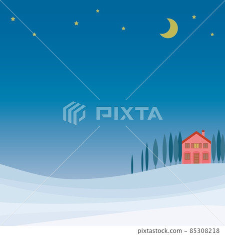 Val d'orcia val d'orcia tuscany toscana winter landscape night sky Val d'orcia val d'orcia tuscany toscana winter landscape night sky 85308218