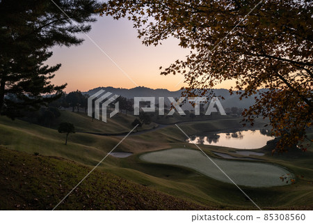 Golf course at dawn of autumn 85308560