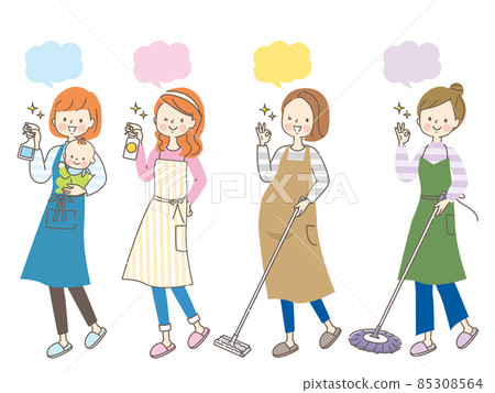 清潔婦女的面部表情集 清潔婦女的面部表情集 85308564