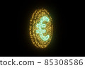 Digital currency euro. Euro finance stock trading exchange concept. Businessman touched eur currency icon on virtual financial screen. World money trade market technology 85308586