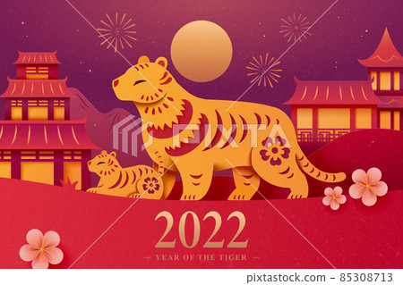 2022 CNY tiger zodiac background 85308713