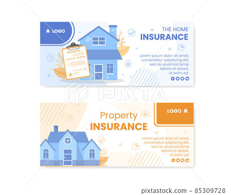 Property and Home Insurance Banner Template Flat Design Illustration Editable of Square Background for Social media, Greeting Card or Web 85309728