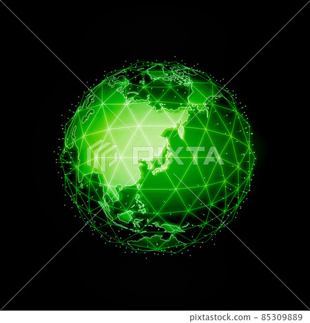 Illustrations with the motif of the earth and technology (global network / IT image) 85309889