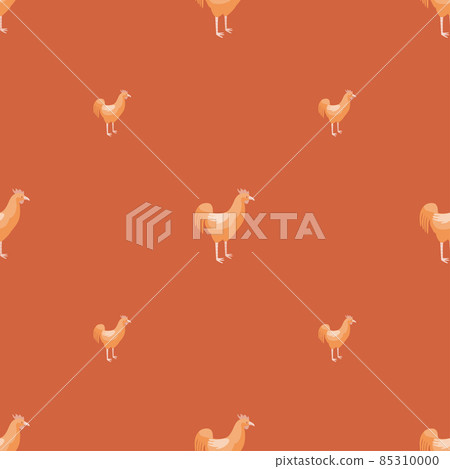 Seamless pattern of rooster. Domestic animals on colorful background. Vector illustration for textile. 85310000