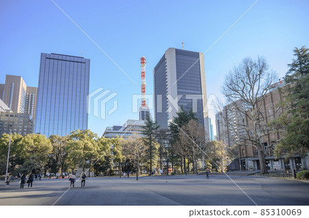 Hibiya Park Nire no Ki Square and buildings in front of Hibiya Public Hall, Chiyoda-ku, Tokyo Hibiya Park Nire no Ki Square and buildings in front of Hibiya Public Hall, Chiyoda-ku, Tokyo 85310069