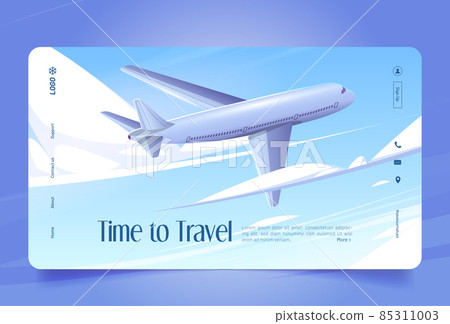 Time to travel cartoon landing, airplane in sky Time to travel cartoon landing, airplane in sky 85311003