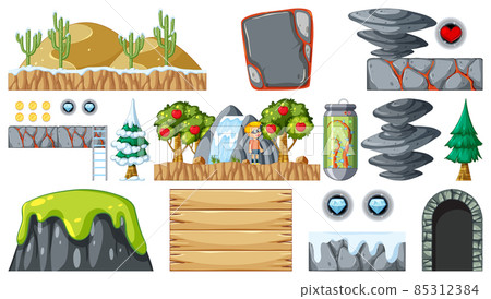 Set of isolated game objects and elements Set of isolated game objects and elements 85312384