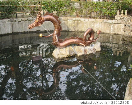 Mibudera temple precincts pond dragon god statue 85312808