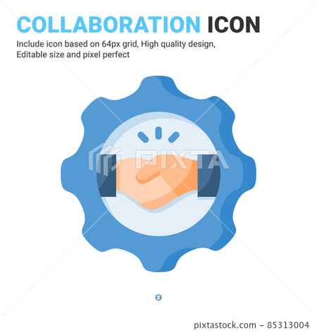 Collaboration icon vector with flat color style isolated on white background. Vector illustration teamwork, contribution sign symbol icon concept for business, finance, industry, apps and project Collaboration icon vector with flat color style isolated on white background. Vector illustration teamwork, contribution sign symbol icon concept for business, finance, industry, apps and project 85313004