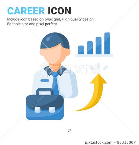 Career icon vector with flat color style isolated on white background. Vector illustration record of service sign symbol icon concept for business, finance, industry, company, apps, web and project Career icon vector with flat color style isolated on white background. Vector illustration record of service sign symbol icon concept for business, finance, industry, company, apps, web and project 85313007