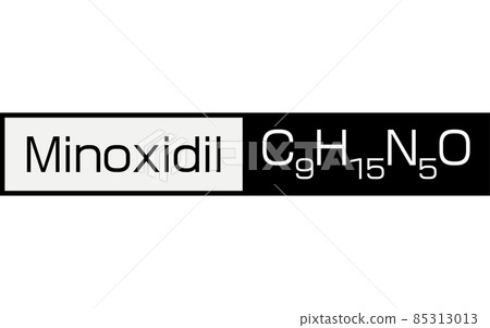 AGA Chemical formula of minoxidil, an ingredient used for hair loss treatment 85313013