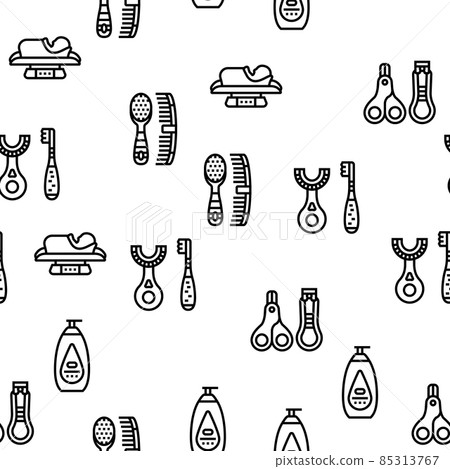 Baby Accessories And Equipment Vector Seamless Pattern Baby Accessories And Equipment Vector Seamless Pattern 85313767