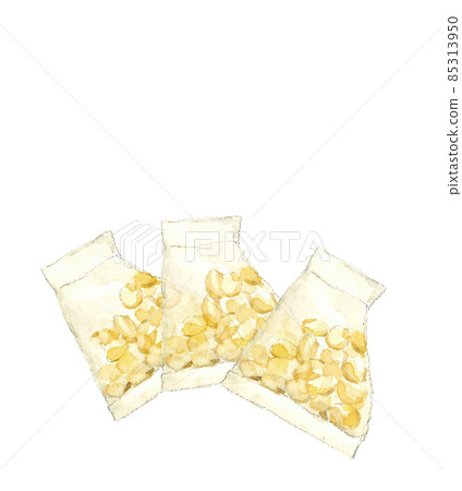 一袋三袋節分豆【手繪水彩】白色背景透明背景複製空間 一袋三袋節分豆【手繪水彩】白色背景透明背景複製空間 85313950