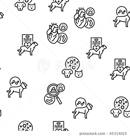 Hospital Pet Health Examination Vector Seamless Pattern 85314025