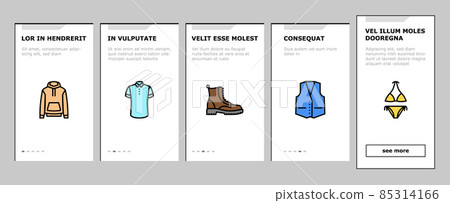 Clothes And Wearing Accessories Onboarding Icons Set Vector 85314166