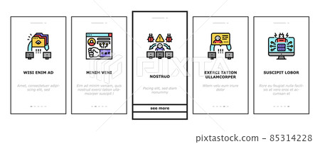 Cyber Crime Internet Business Onboarding Icons Set Vector 85314228