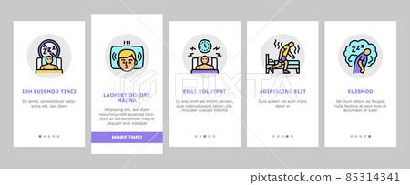 Insomnia Person Chronic Problem Onboarding Icons Set Vector Insomnia Person Chronic Problem Onboarding Icons Set Vector 85314341