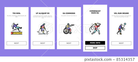 Athlete Sport Game Onboarding Icons Set Vector 85314357