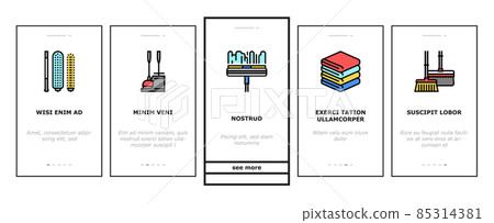 Cleaning And Washing Accessories Onboarding Icons Set Vector 85314381