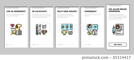 Hospital Pet Health Examination Onboarding Icons Set Vector 85314417