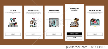 Hospital Pet Health Examination Onboarding Icons Set Vector 85314418