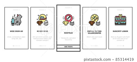 Hospital Pet Health Examination Onboarding Icons Set Vector 85314419