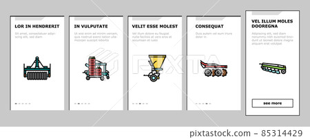 Farm Equipment And Transport Onboarding Icons Set Vector 85314429