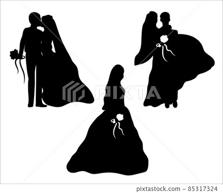 Set of three silhouette people, women. Wedding love concept. 85317324