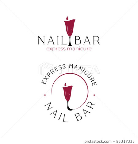 Nail bar Express manicure logo with abstract illustration of nail with brush. Nail bar Express manicure logo with abstract illustration of nail with brush. 85317333