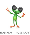 3D Illustration Frog Wearing Sunglasses Triumphs 85318274
