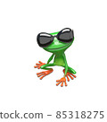 3D Illustration Frog Wearing Sunglasses Sitting 85318275