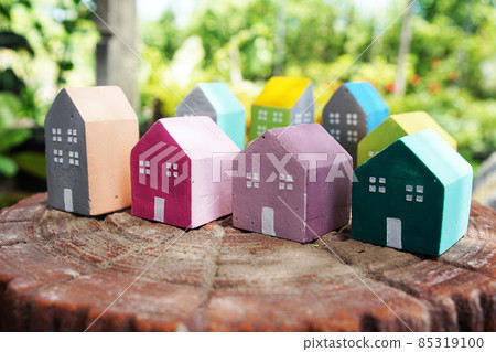 Colorful Miniature little houses village Home and Real Estate concept Colorful Miniature little houses village Home and Real Estate concept 85319100