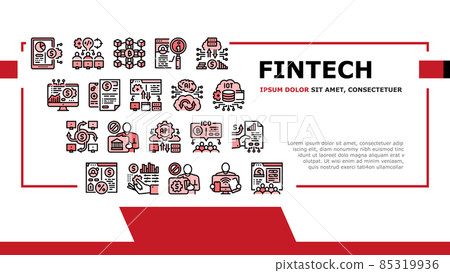 Fintech Financial Technology Landing Header Vector 85319936