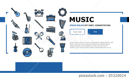 Music Instruments Performance Landing Header Vector 85320014
