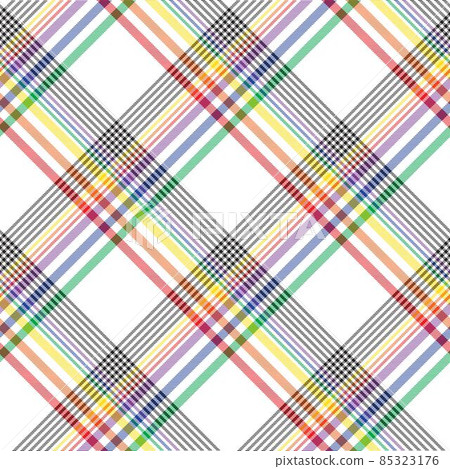 Rainbow Diagonal Plaid Tartan textured Seamless Pattern Design 85323176