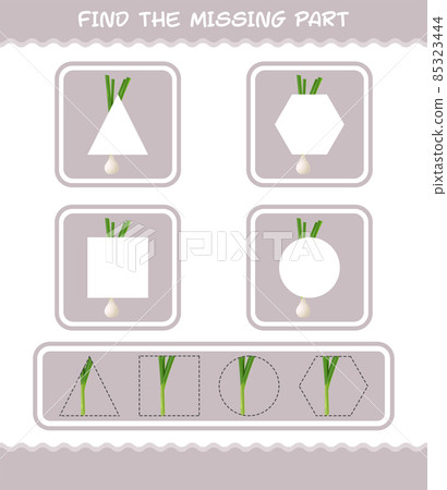 Match cartoon spring onion parts. Matching game. Educational game for pre shool years kids and toddlers Match cartoon spring onion parts. Matching game. Educational game for pre shool years kids and toddlers 85323444