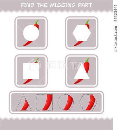 Match cartoon red chilli parts. Matching game. Educational game for pre shool years kids and toddlers 85323445