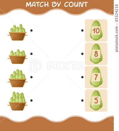 Match by count of cartoon chayote. Match and count game. Educational game for pre shool years kids and toddlers 85324218