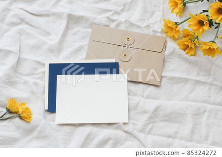 Letters, envelopes and yellow flowers 85324272