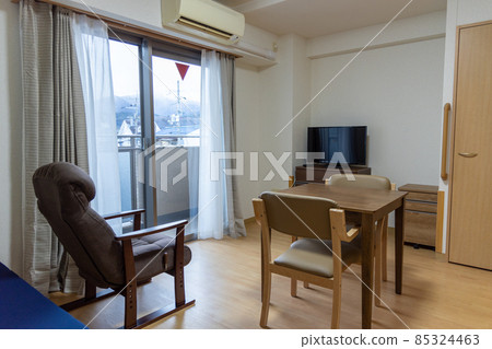 Inside the room of a studio apartment for the elderly with rental furniture Inside the room of a studio apartment for the elderly with rental furniture 85324463