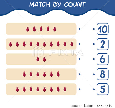 Match by count of cartoon beet. Match and count game. Educational game for pre shool years kids and toddlers 85324510