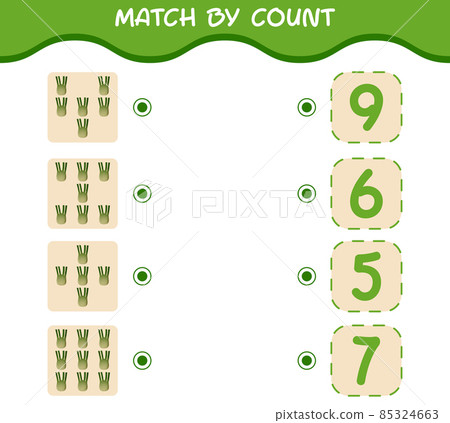 Match by count of cartoon fennel. Match and count game. Educational game for pre shool years kids and toddlers Match by count of cartoon fennel. Match and count game. Educational game for pre shool years kids and toddlers 85324663