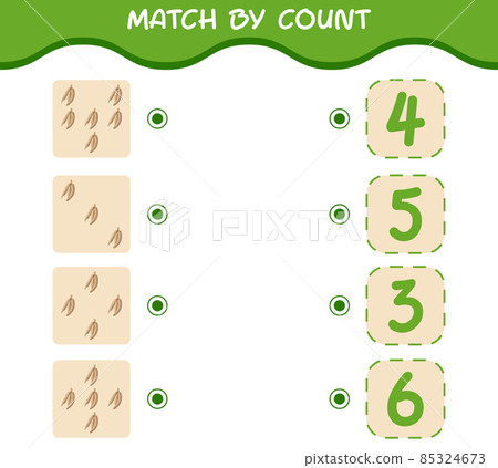 Match by count of cartoon cassava. Match and count game. Educational game for pre shool years kids and toddlers 85324673