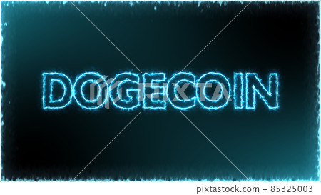 Dogecoin cryptocurrency on blue energy fire over black background 85325003
