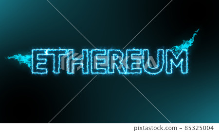 Ethereum cryptocurrency on blue fire energy over black background Ethereum cryptocurrency on blue fire energy over black background 85325004