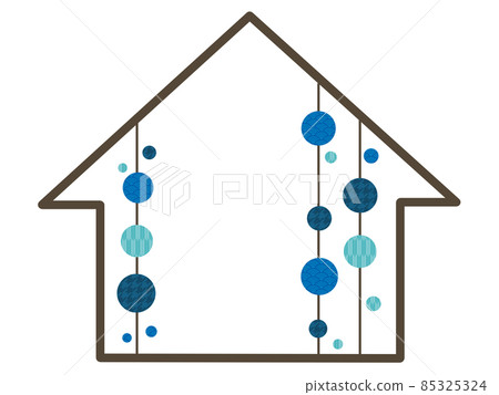 Blue Japanese pattern polka dots and house frame Blue Japanese pattern polka dots and house frame 85325324