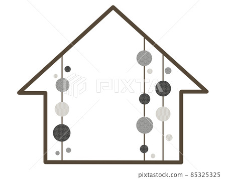 Monochrome Japanese pattern polka dots and house frame Monochrome Japanese pattern polka dots and house frame 85325325